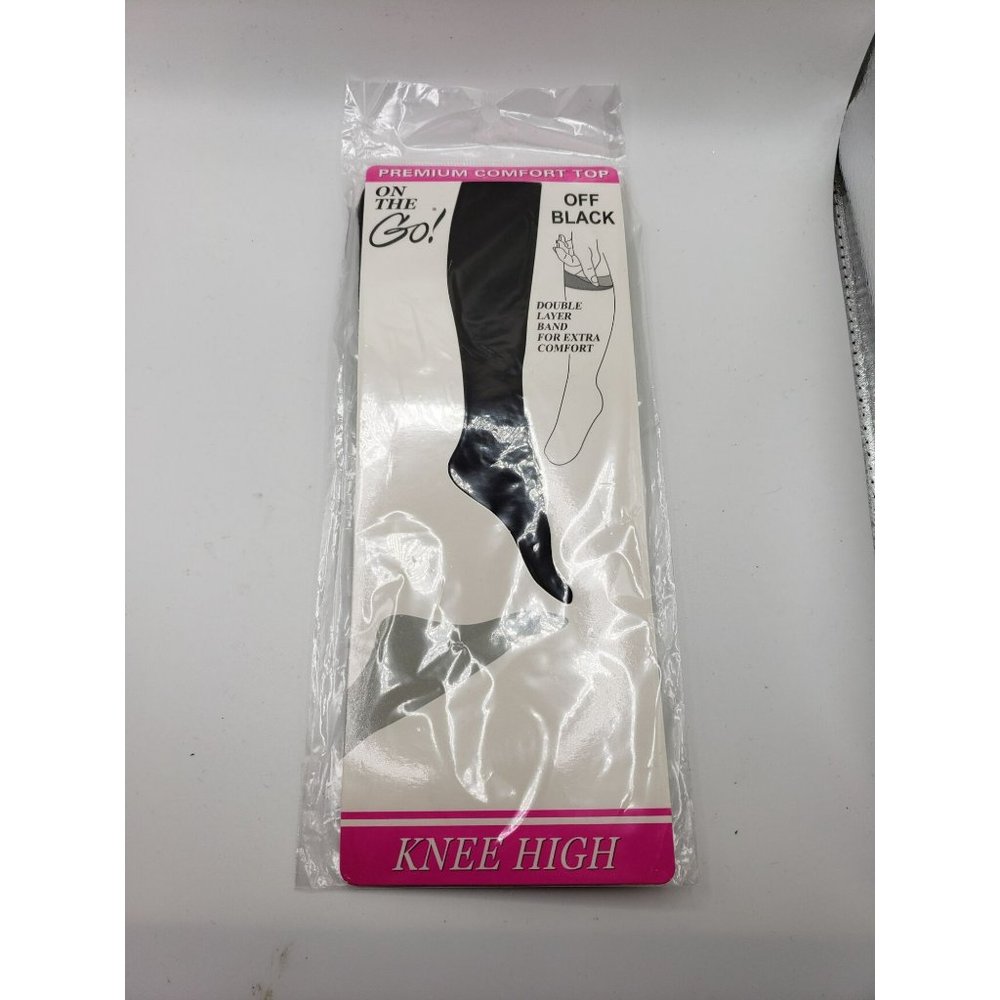 On The Go Premium Comfort Top Black Knee Highs One Size Fits‎ Most